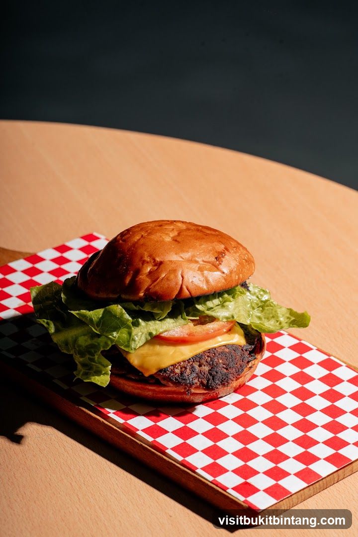 Burger on a cutting board