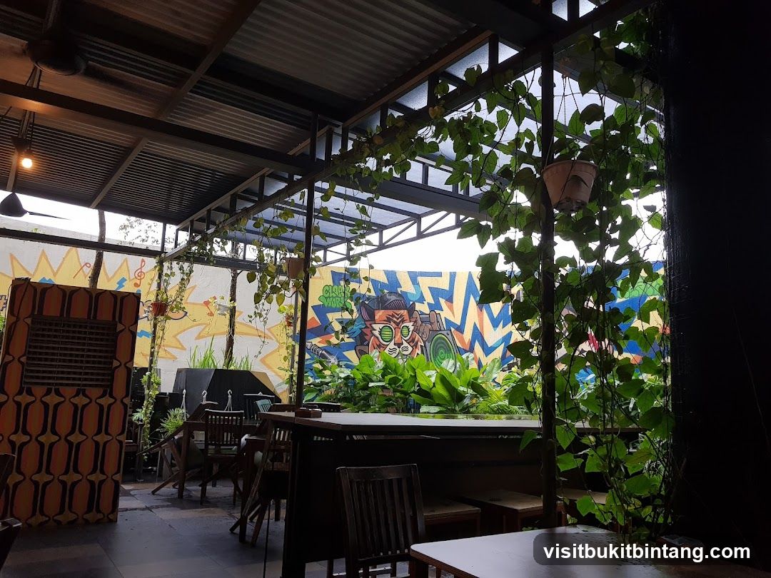 Outdoor Seating Area with Graffiti Wall