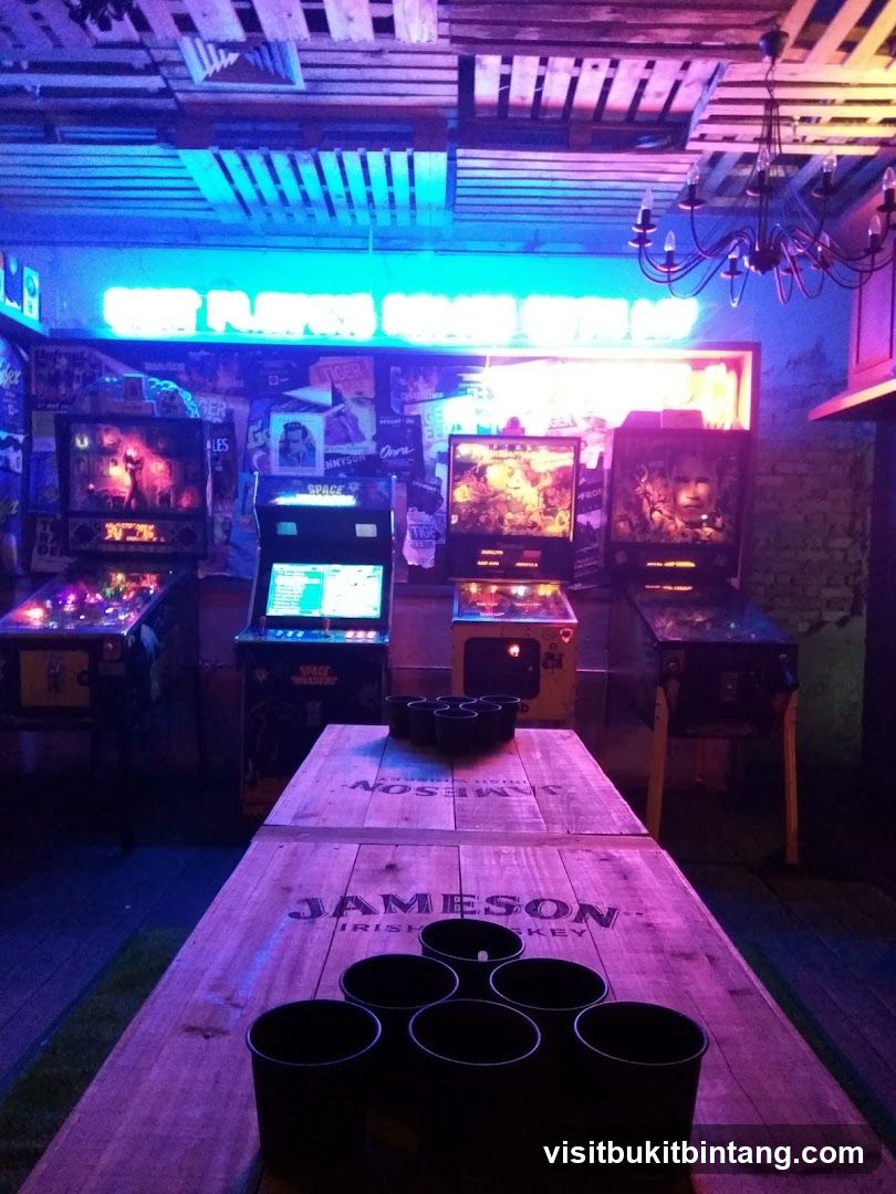 Bar with Arcade Games and Beer Pong Table