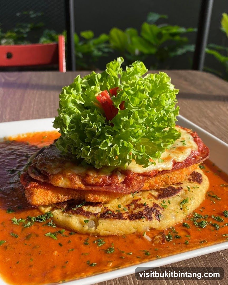 Chicken Parmigiana with Mashed Potato Cake