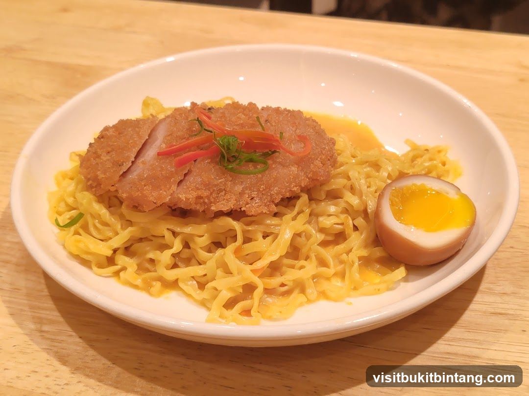 Noodle Dish with Fried Pork and Egg