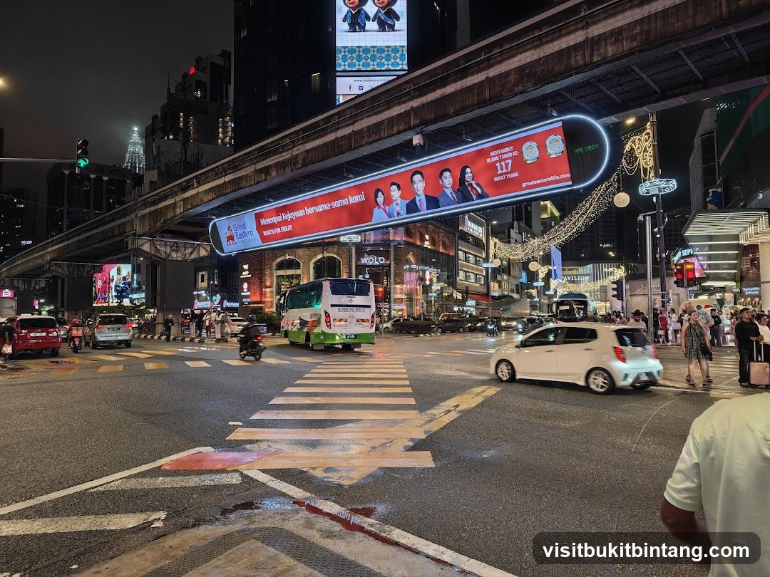 City Street at Night with Advertisements