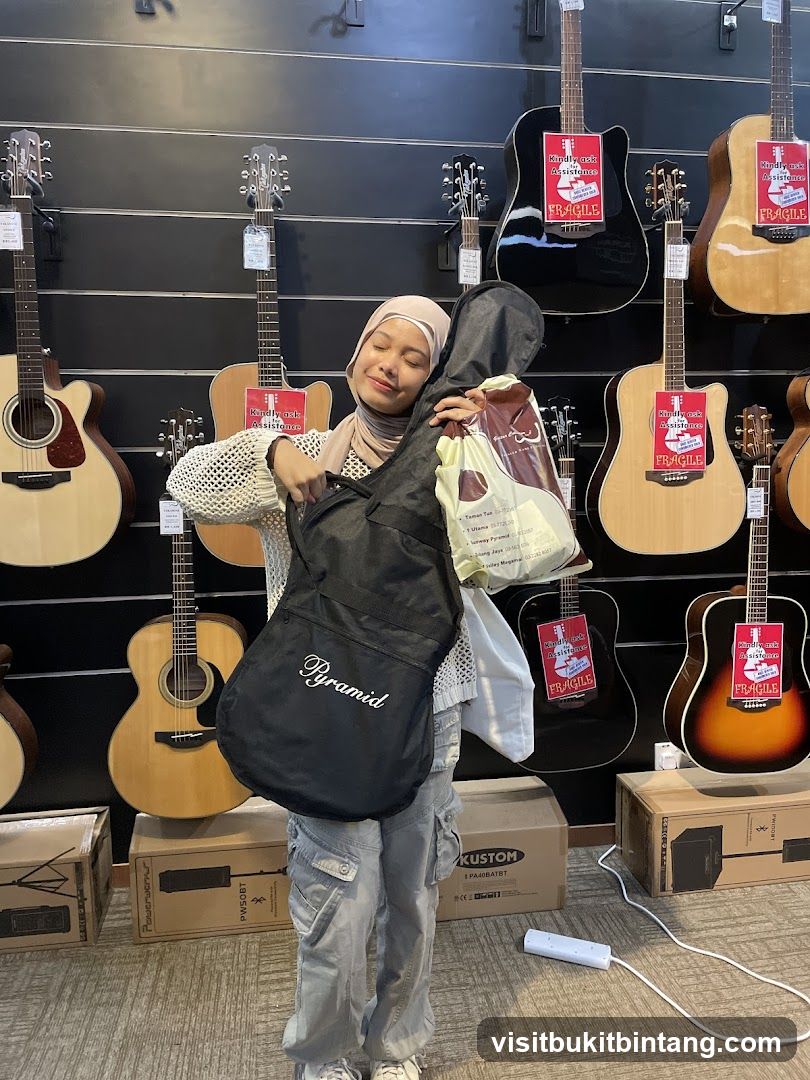 Woman with Guitar Bag