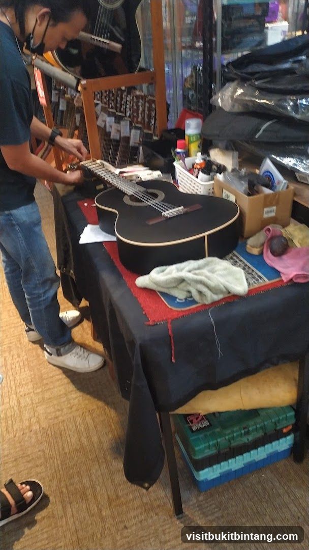 Guitar being worked on