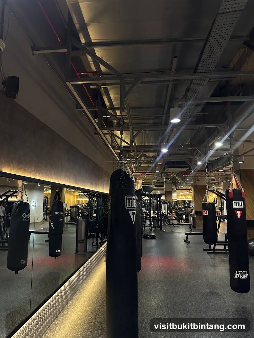 Gym Interior with Punching Bags