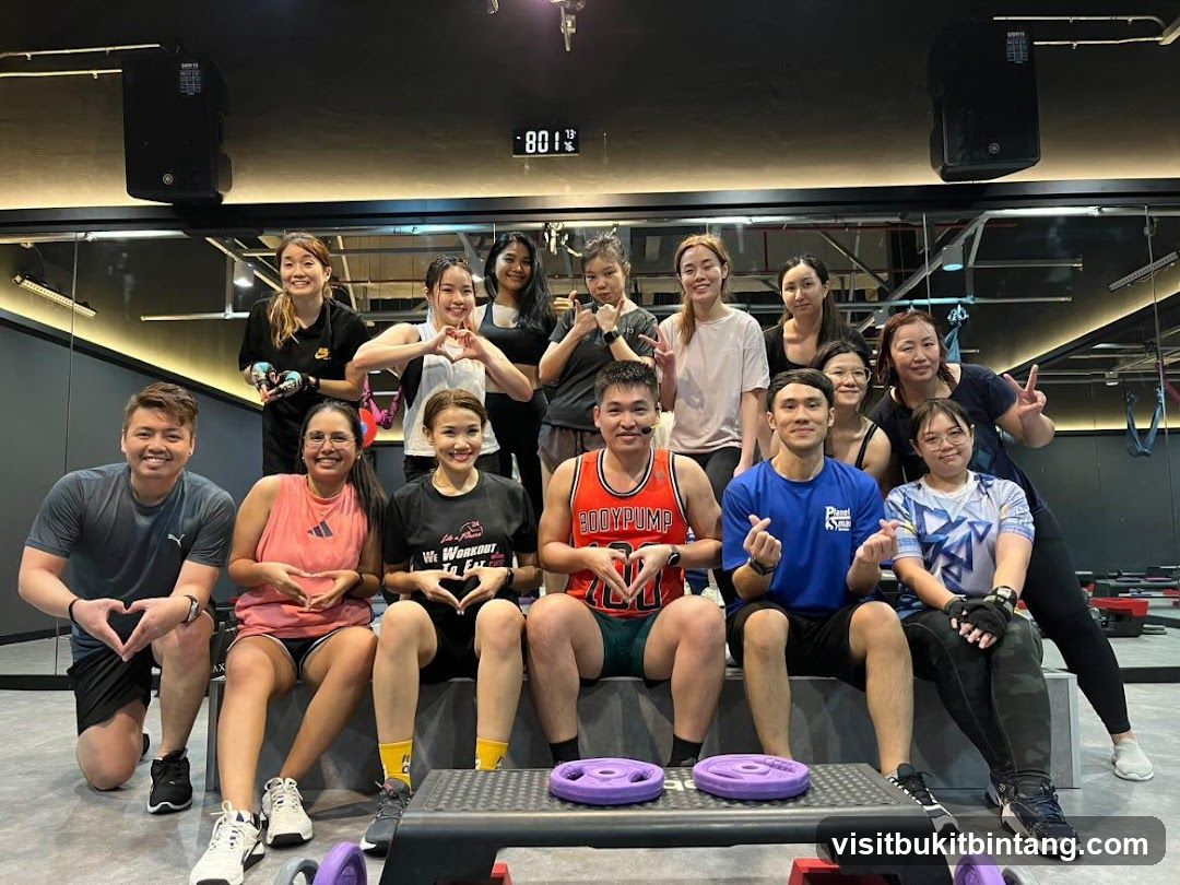 Group of people posing in a gym