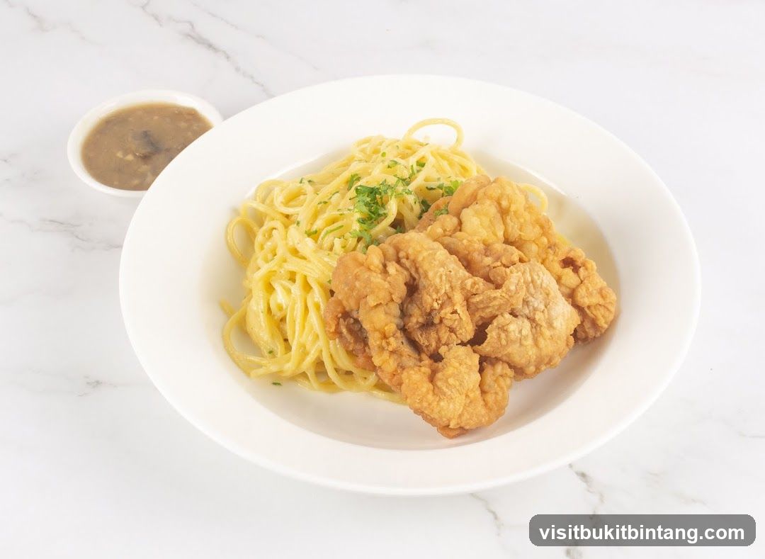 Spaghetti with Fried Chicken