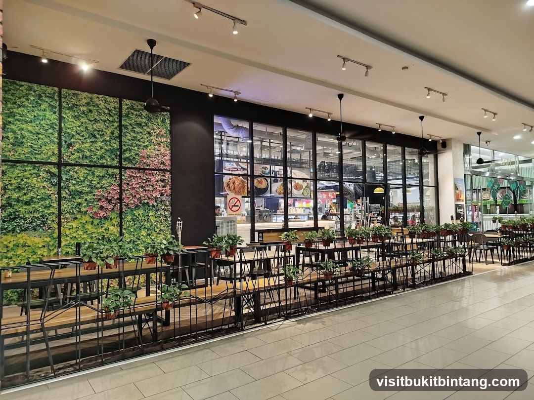 Restaurant Interior with Green Wall