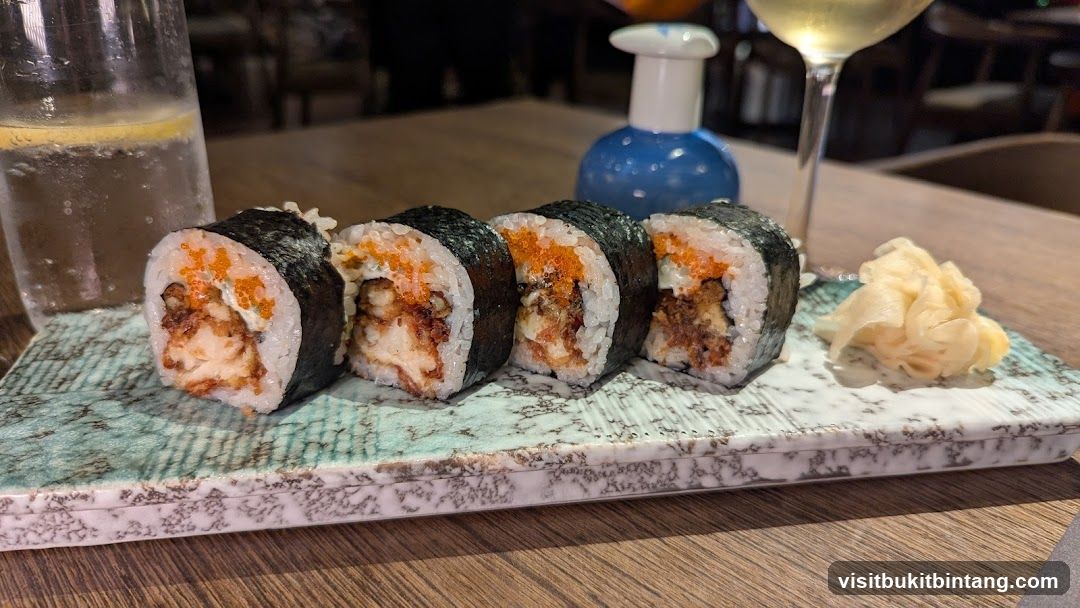 Sushi Roll with Ginger and Drink