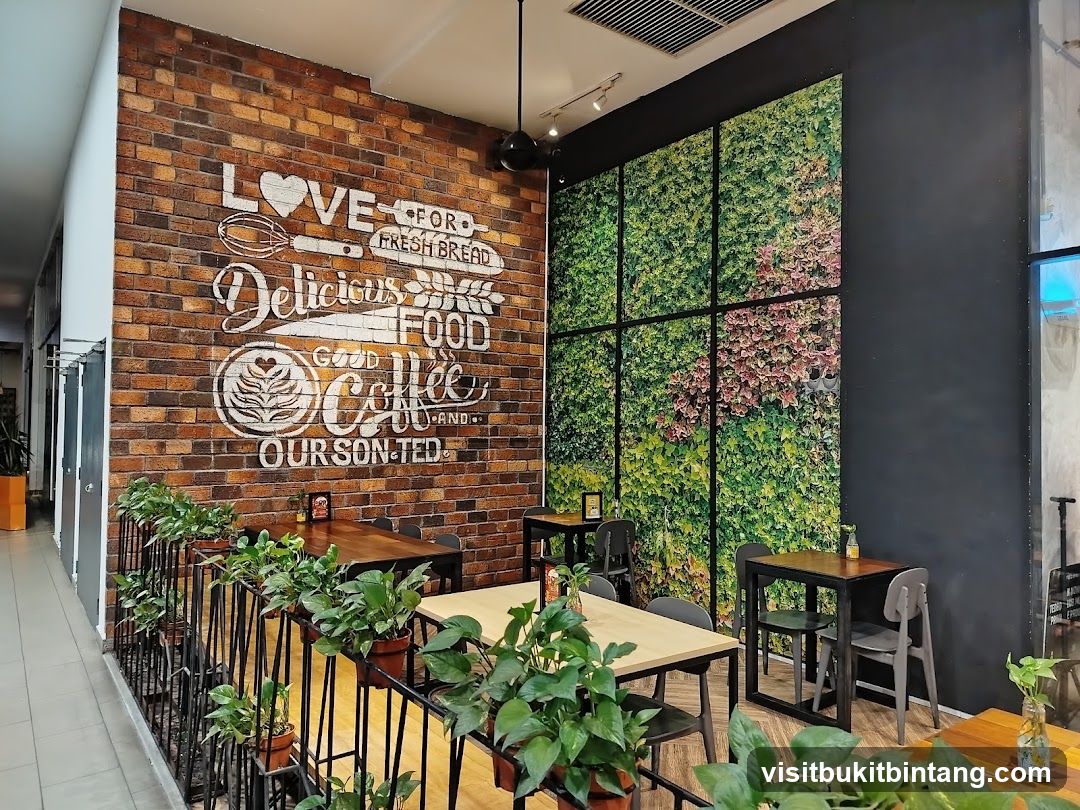 Cafe Interior with Green Wall