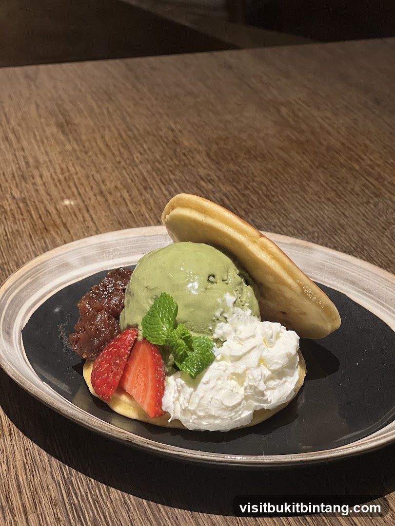 Matcha dessert with toppings