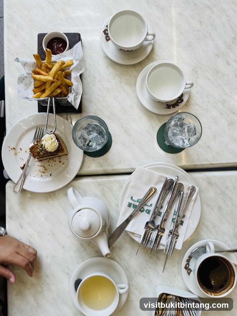 Table setting with food and drinks
