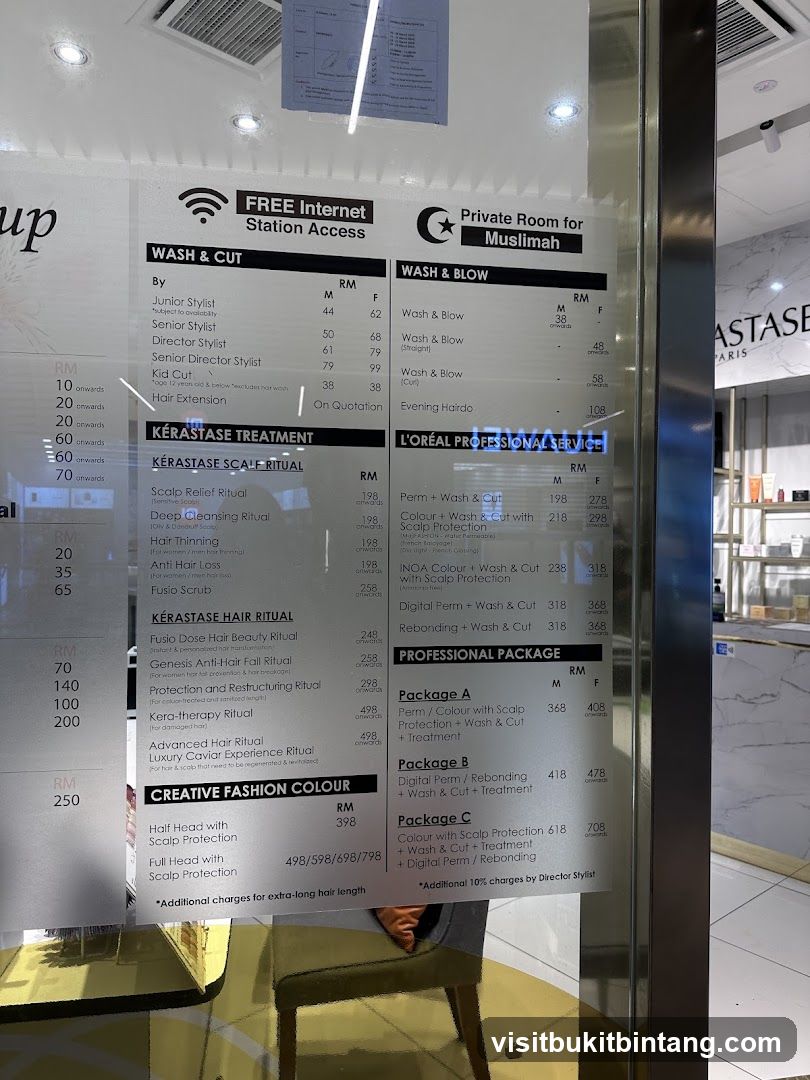 Hair Salon Price List
