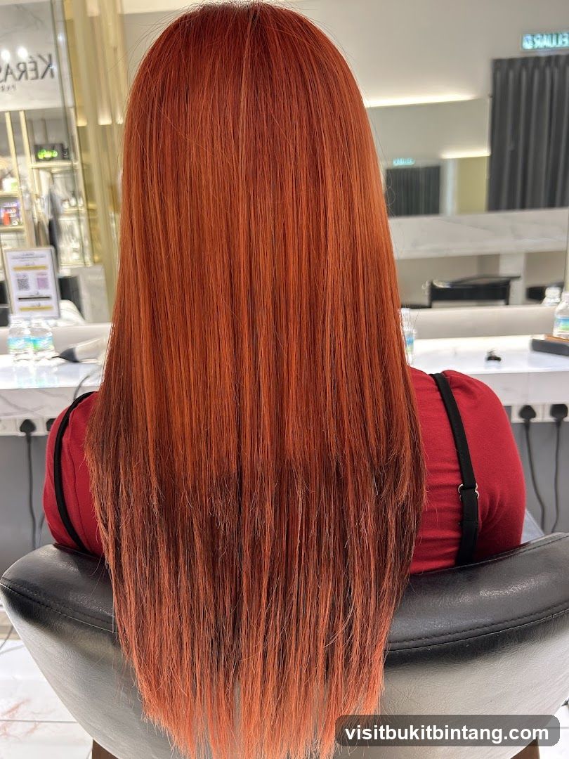 Woman with long, vibrant orange-red hair