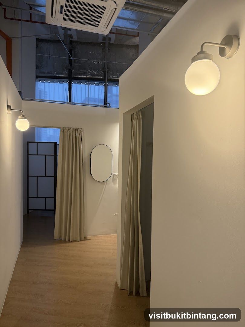 Interior of a fitting room area