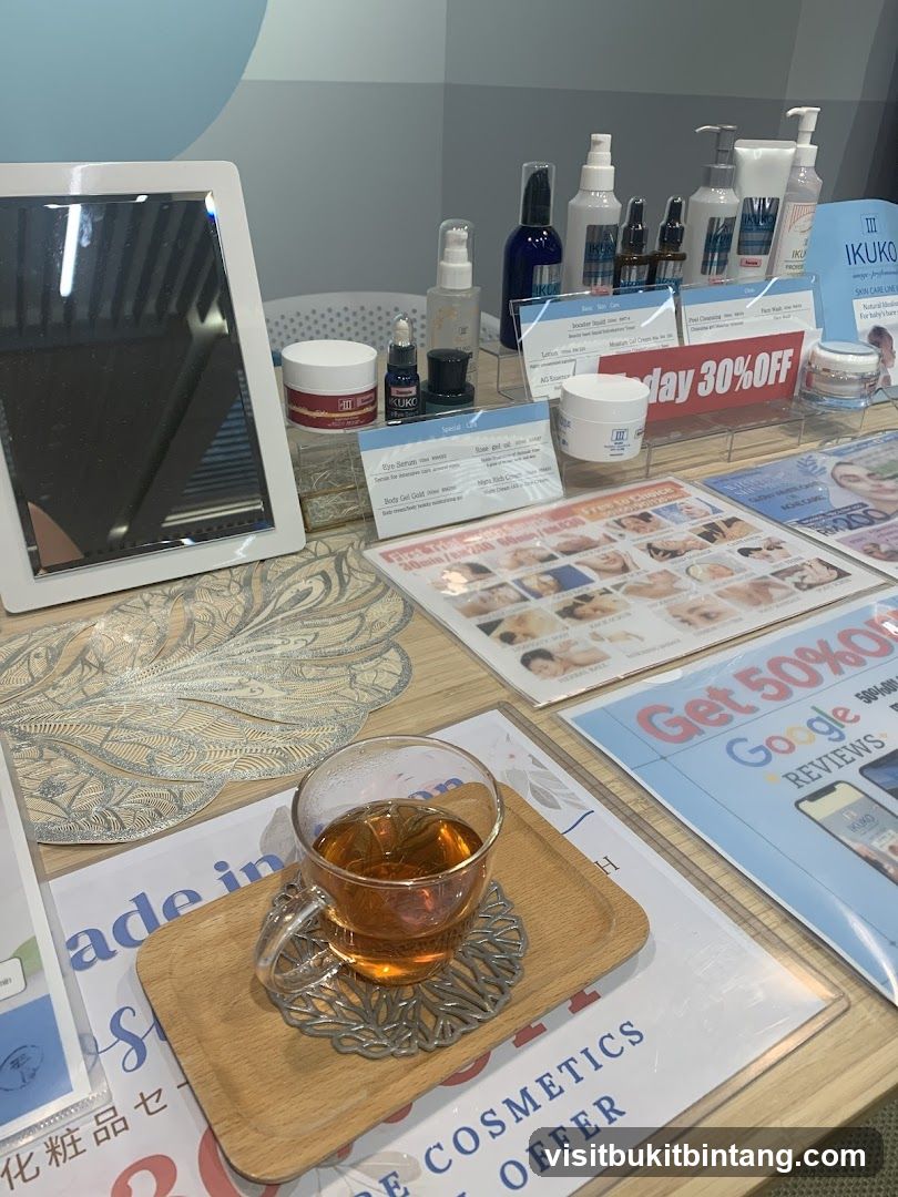 Beauty Products Display with Tea