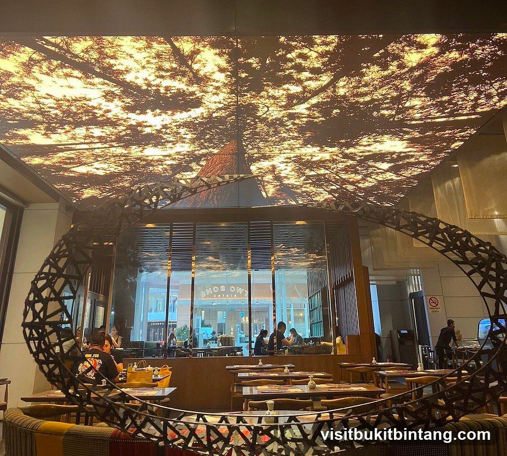 Restaurant Interior with Tree Canopy Ceiling