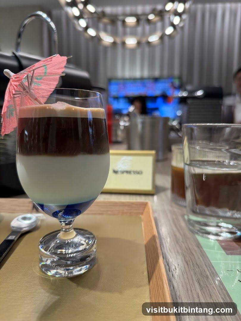 Layered Coffee Drink with Umbrella