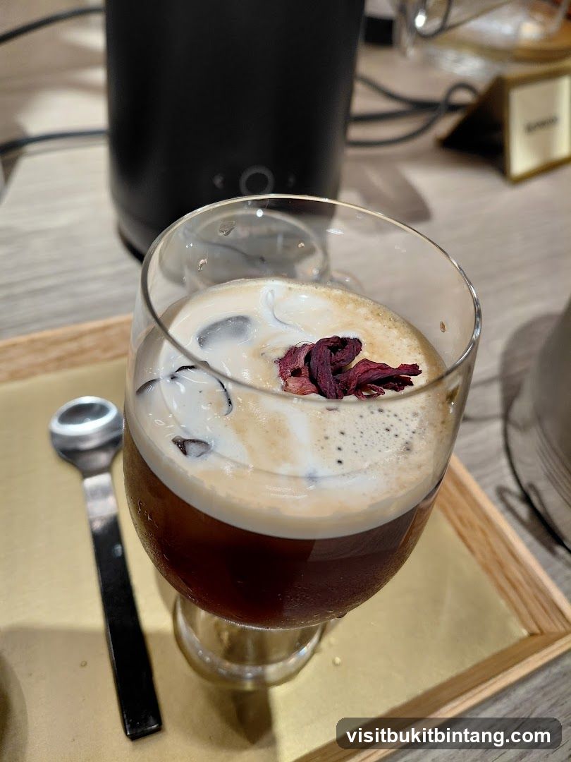 Iced Coffee with Cream and Flower Petals