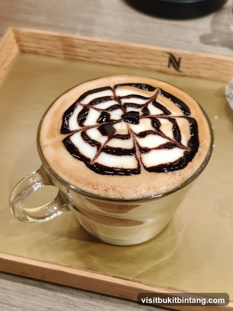 Latte with Spiderweb Art