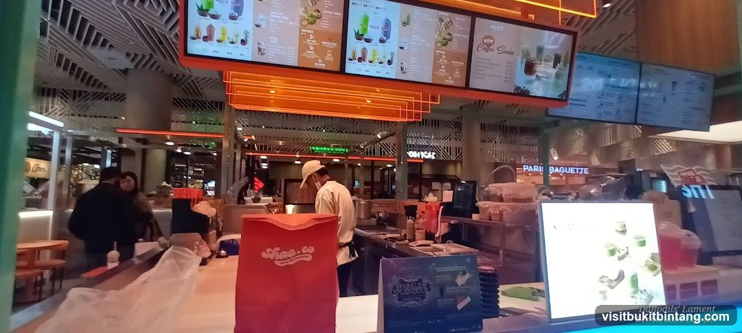 Food court counter with menu boards