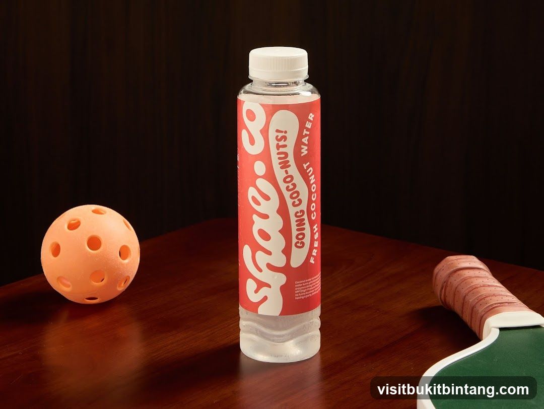 Bottle of Coconut Water with Pickleball Gear
