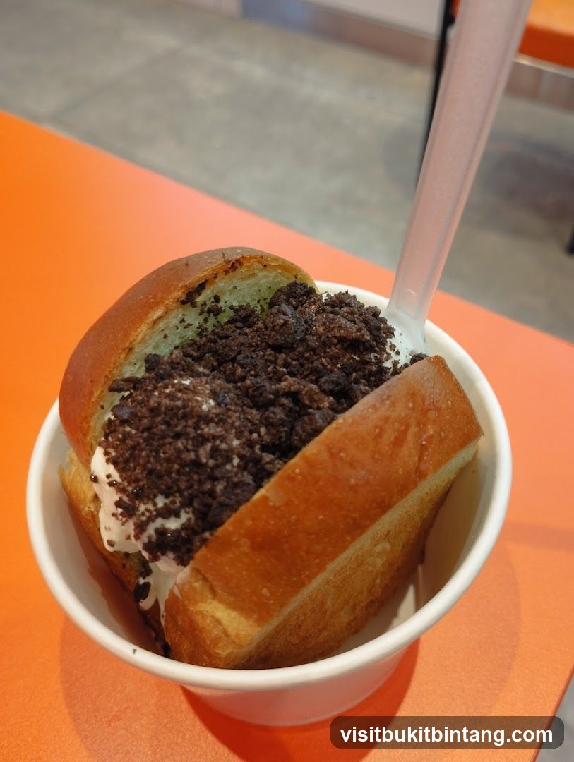 Ice cream sandwich with cookie crumbs