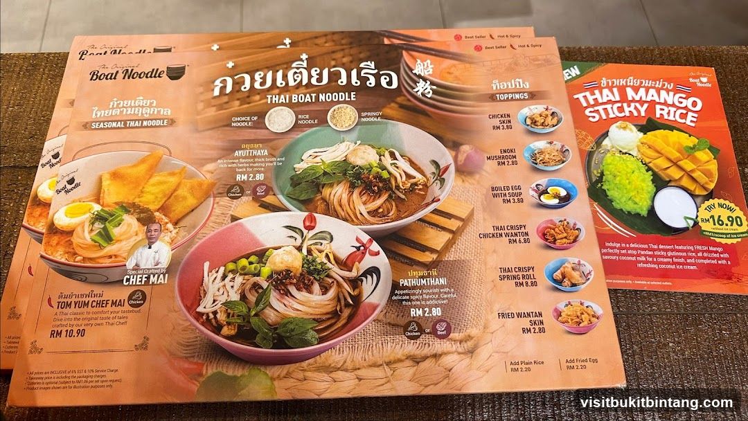 The Original Boat Noodle Menu