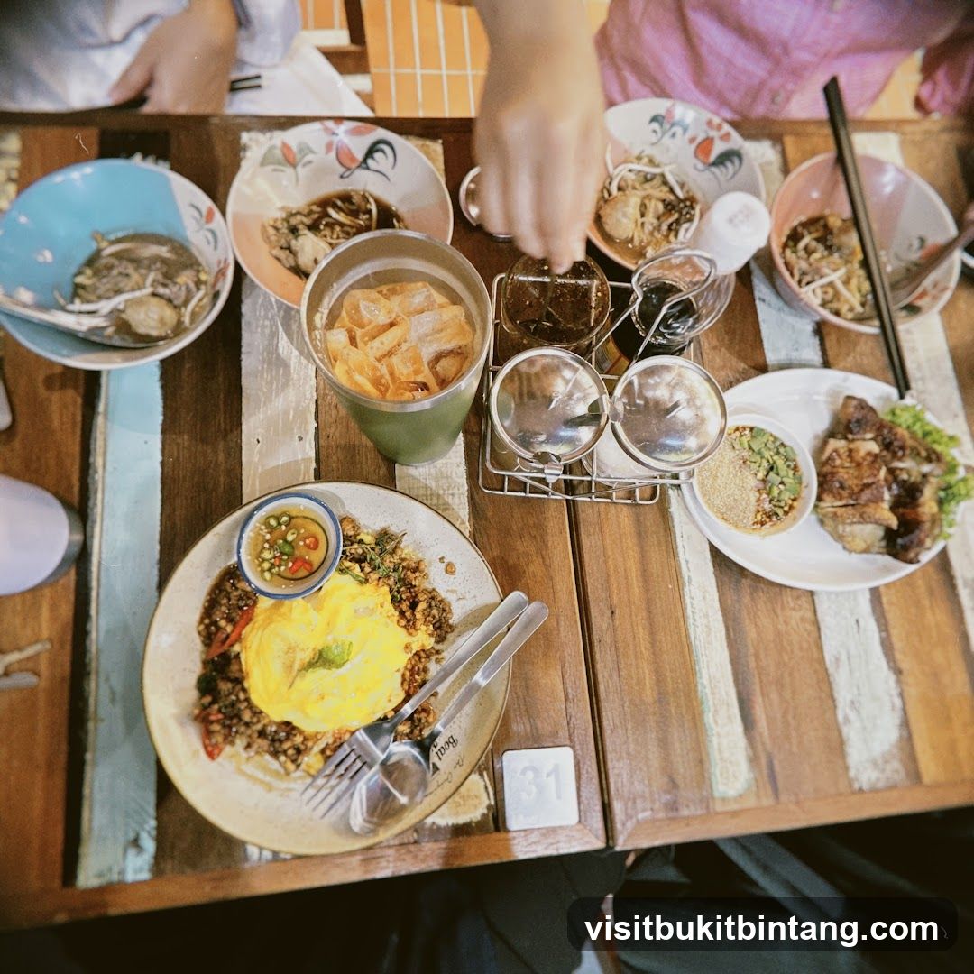 Table with food and drinks