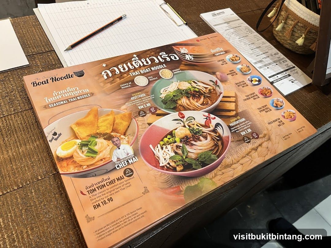 Thai Boat Noodle Menu
