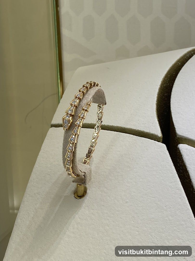 Diamond and gold snake bracelet