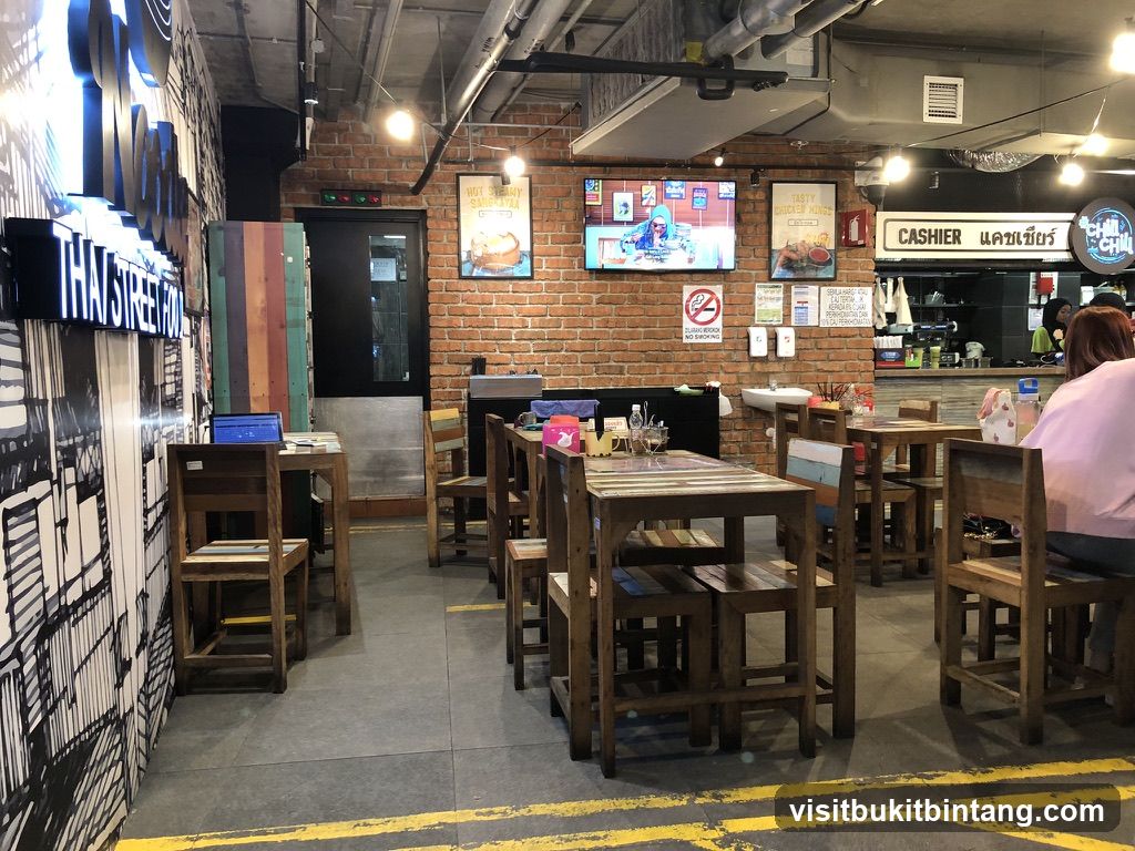 Restaurant Interior with Brick Walls and Wooden Furniture