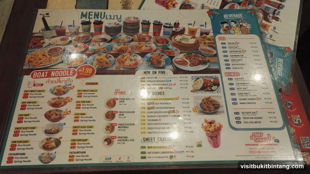 Boat Noodle Menu