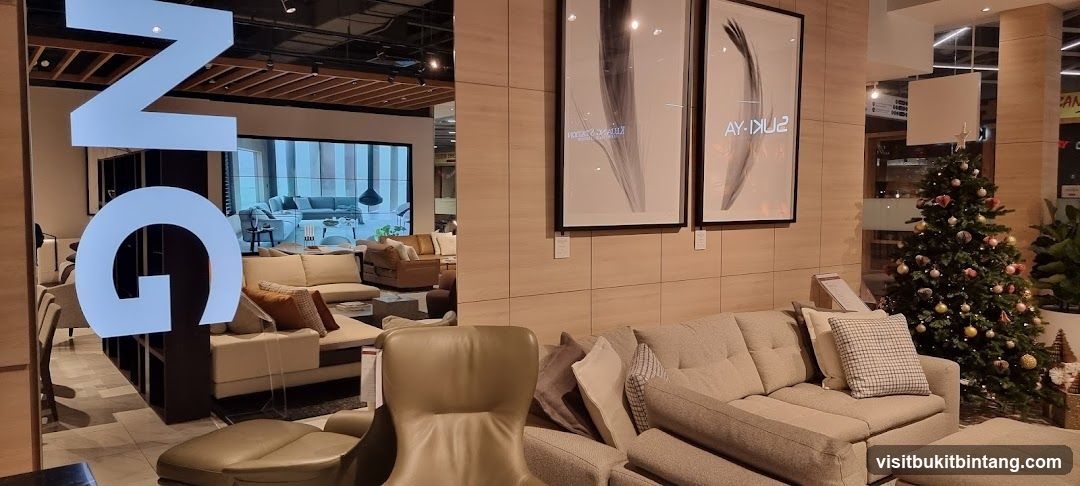 Furniture Store Interior with Christmas Tree