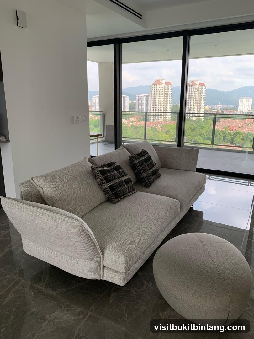 Modern Living Room with City View