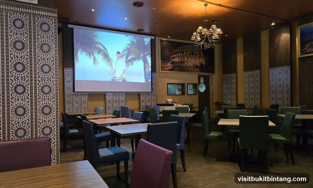 Restaurant Interior with Projection Screen