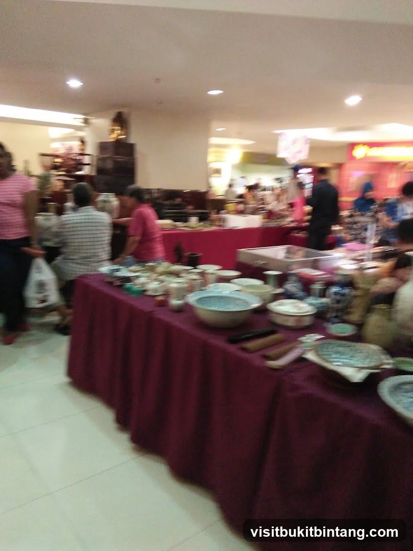 Indoor market stall with various items