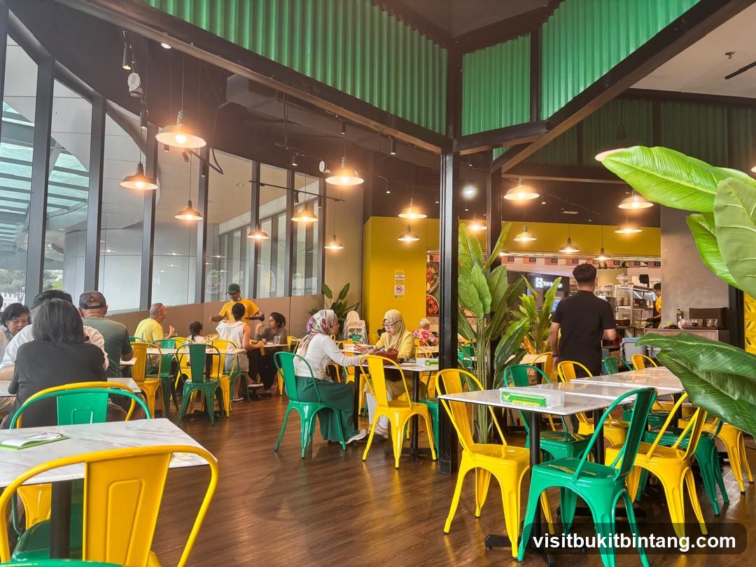Restaurant Interior with Colorful Seating