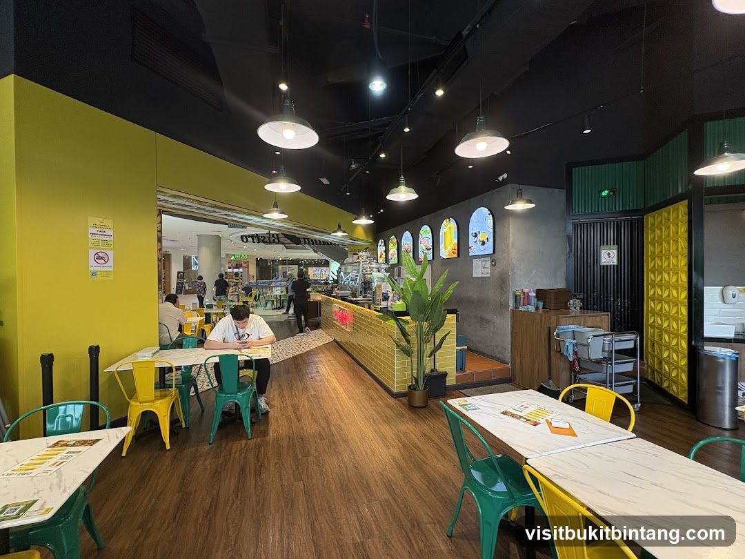 Restaurant Interior with Yellow and Green Accents