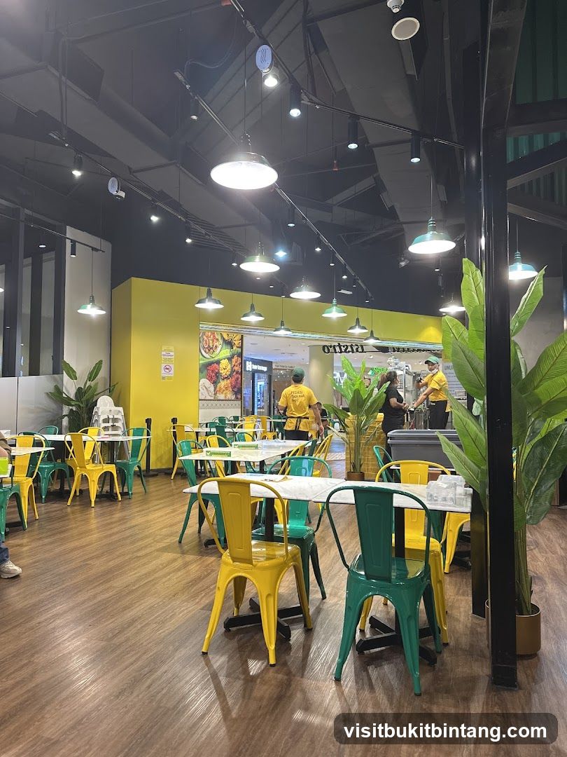 Restaurant Interior with Colorful Seating