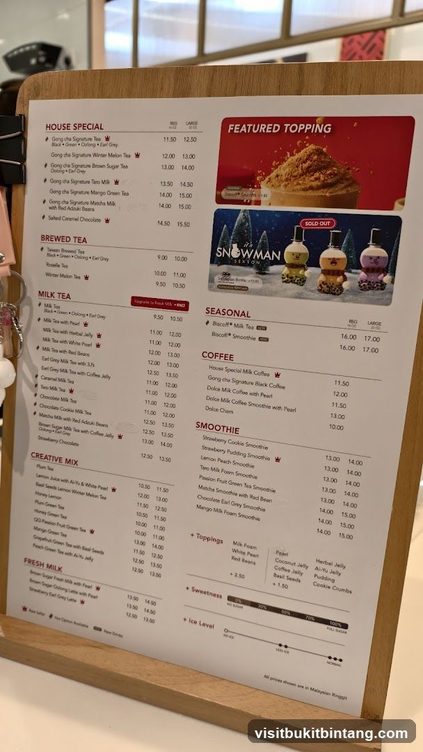 Gong Cha Menu