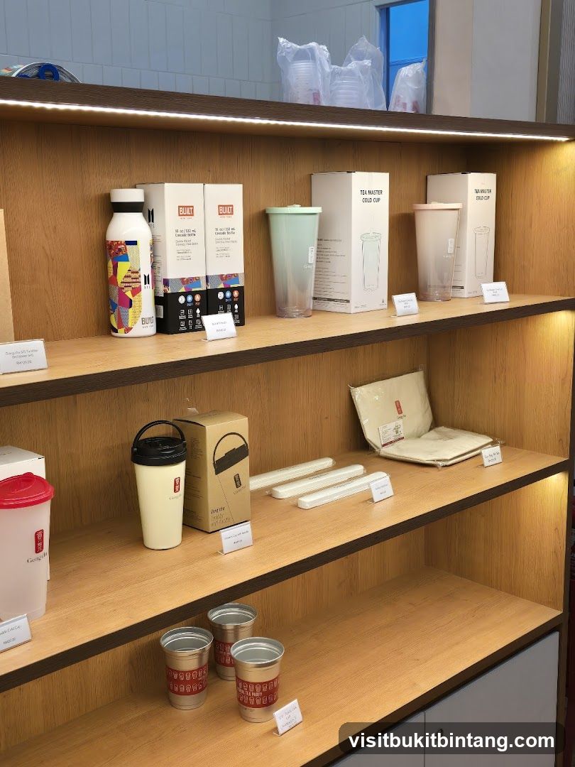 Display of drinkware and accessories