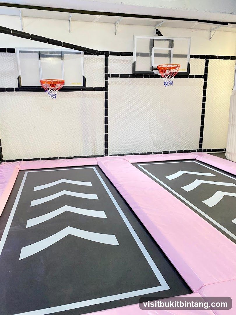 Trampoline Park with Basketball Hoops