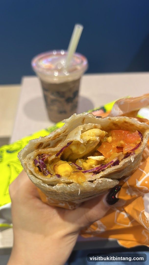 Chicken wrap and drink
