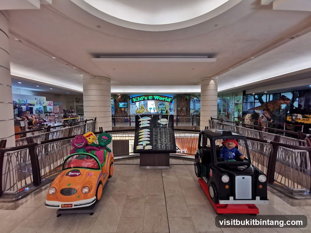 Indoor amusement area with ride-on toys