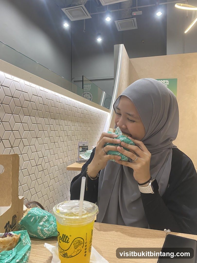 Woman eating a wrap