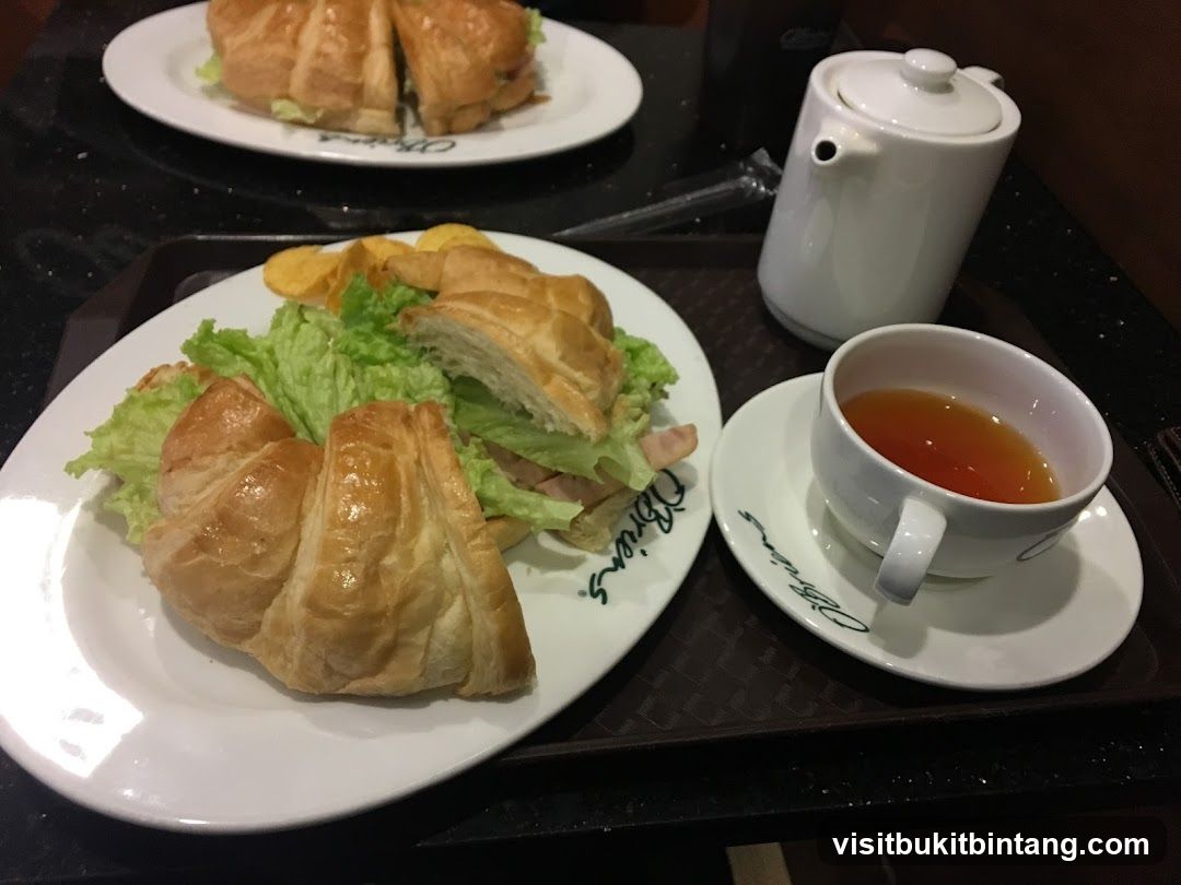 Croissant Sandwich and Tea