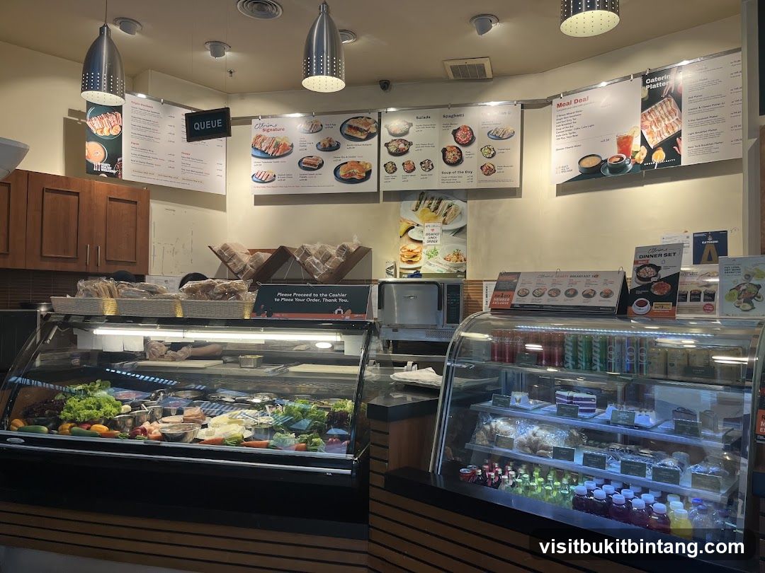 Restaurant Interior with Food Displays and Menus