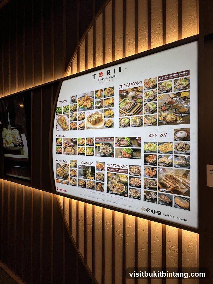 Torii Teppanyaki Menu