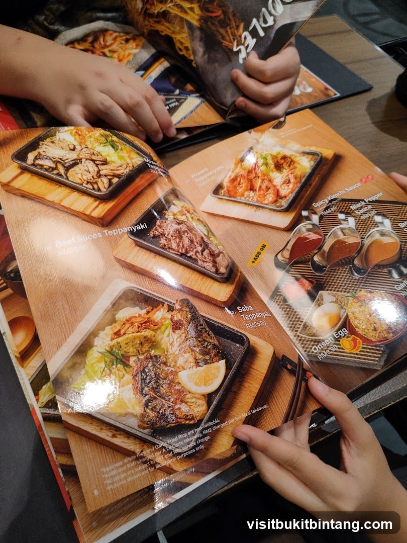 Menu with Teppanyaki Dishes